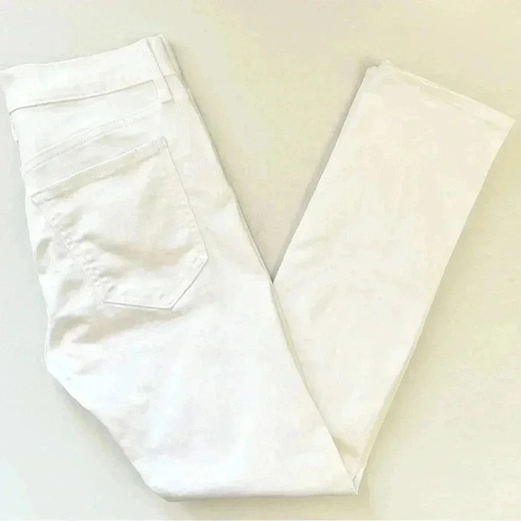 GAP High Rise Slim Straight Leg  Jeans Distressed White Denim Size 25 - Picture 15 of 16